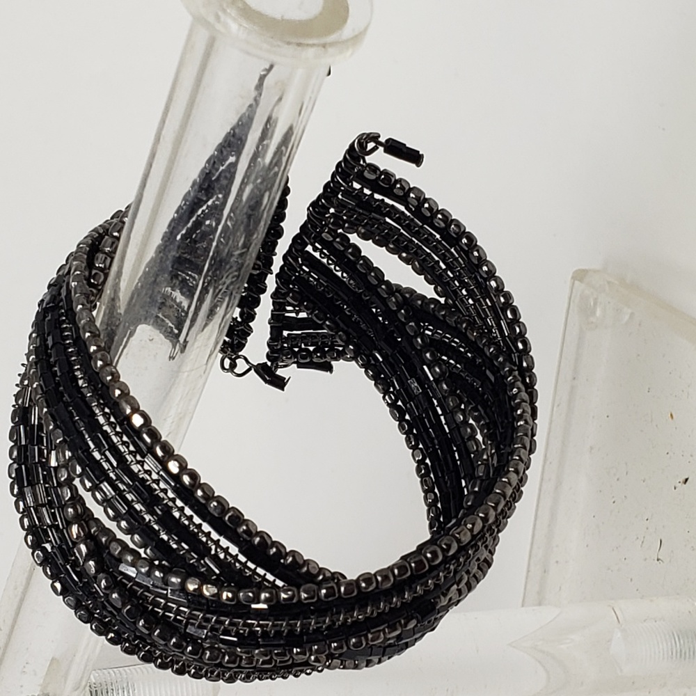 Black & Silver Tiny Beads 7 RowsBracelet